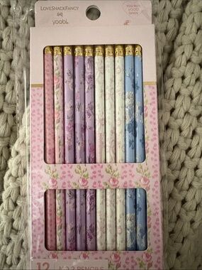 LoveShackFancy Floral Pattern Pencil Set - Pink, Purple, White, Blue